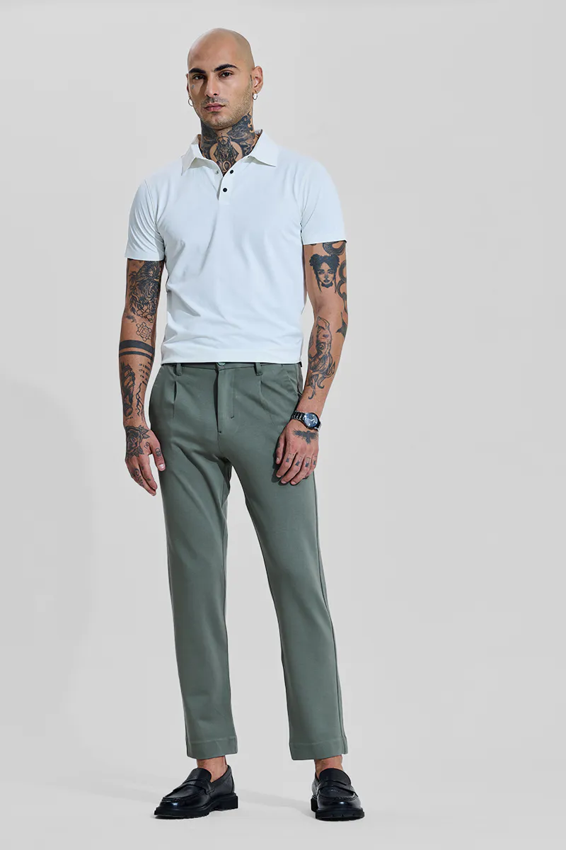 Sage Green Stretch Slim Fit Trousers